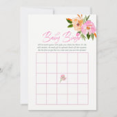 Roze waterverf wildbloemen Baby shower Baby Bingo Kaart (Voorkant)