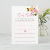Roze waterverf wildbloemen Baby shower Baby Bingo Kaart (Staand voorkant)