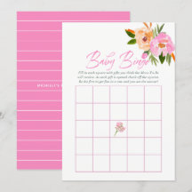 Roze waterverf wildbloemen Baby shower Baby Bingo