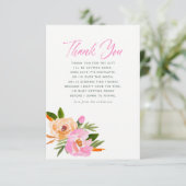 Roze waterverf wildbloemen Baby shower Dank u Bedankkaart (Staand voorkant)