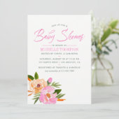 Roze waterverf wildbloemen Baby shower Kaart (Staand voorkant)