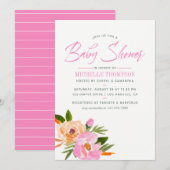 Roze waterverf wildbloemen Baby shower Kaart (Voorkant / Achterkant)