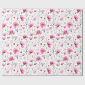 Roze waterverf wilde bloem cadeaupapier (Vlak)