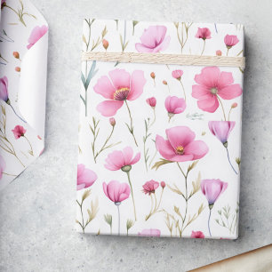 Roze waterverf wilde bloem  cadeaupapier