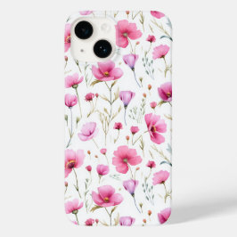 Roze waterverf wilde bloem Case-Mate iPhone 14 hoesje