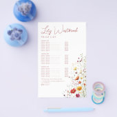 Roze Waterverf Wilde Bloem Elegante Service Menu (Enkel)