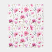 Roze waterverf wilde bloem fleece deken (Voorkant)