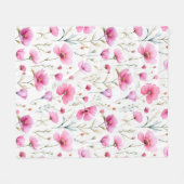 Roze waterverf wilde bloem fleece deken (Voorkant (Horizontaal))