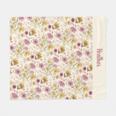 Roze Waterverf Wilde Bloem Initiaal Naam Fleece Deken (Voorkant (Horizontaal))