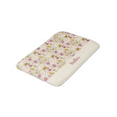 Roze Waterverf Wilde Bloem Monogramnaam Badmat (Gekanteld)