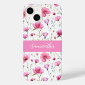Roze Waterverf Wilde Bloem Naam Case-Mate iPhone Case (Achterkant)