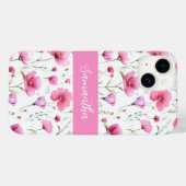 Roze Waterverf Wilde Bloem Naam Case-Mate iPhone Case (Achterkant (horizontaal))