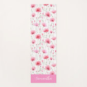 Roze Waterverf Wilde Bloem Naam Yogamat (Voorkant)