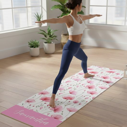 Roze Waterverf Wilde Bloem Naam Yogamat