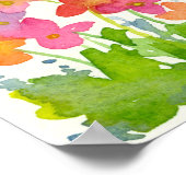 Roze Waterverf Wilde bloemen Katoen Snoep Peach Poster (Hoek)