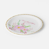 Roze Waterverf Wilde Rozen Papieren Bordje (Gekanteld)