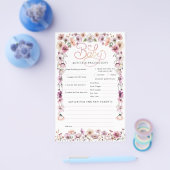Roze Waterverf Wildflower Baby shower Advies Kaart (Enkel)