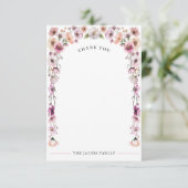 Roze Waterverf Wildflower Dankjewel Card – Dusty Bedankkaart (Staand voorkant)