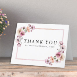 Roze Waterverf Wildflower Dankjewel Kaarten – Dust