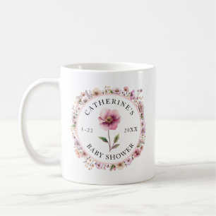 Roze Waterverf Wildflower Floral Baby shower Koffiemok