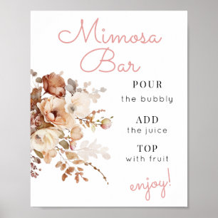 Roze Waterverf Wildflower Floral Mimosa Bar Teken Poster
