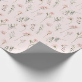 roze waterverf Wildflower Sage Groen groen Cadeaupapier (Hoek)