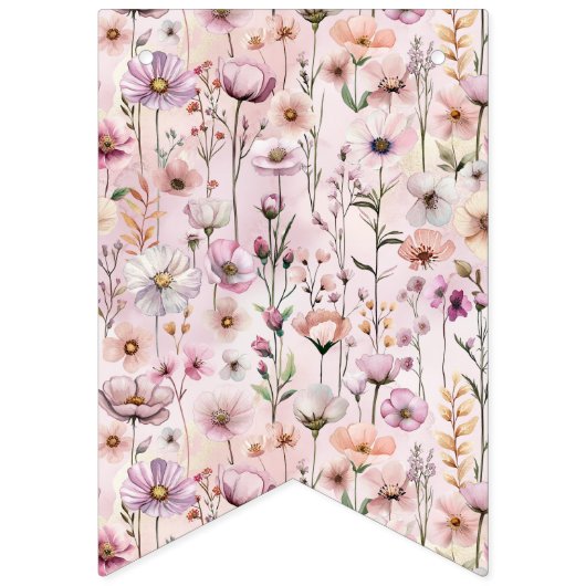 Roze Waterverf Wildflower Welkom Baby Banner – D (Tweede vlag)
