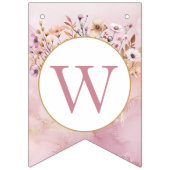 Roze Waterverf Wildflower Welkom Baby Banner – D (Derde vlag)