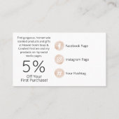 Roze Waterverf Witte roze zeep en kaars Visitekaartje (Achterkant)