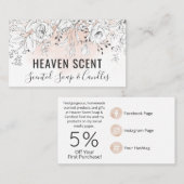 Roze Waterverf Witte roze zeep en kaars Visitekaartje (Voorkant / Achterkant)