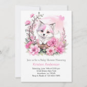 Roze Waterverf Wolf Bliss Meisje Baby shower Kaart (Voorkant)