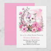 Roze Waterverf Wolf Bliss Meisje Baby shower Kaart (Voorkant / Achterkant)