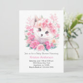 Roze Waterverf Wolf Magic Girl Baby shower Kaart (Staand voorkant)