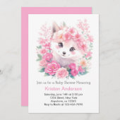 Roze Waterverf Wolf Magic Girl Baby shower Kaart (Voorkant / Achterkant)