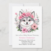 Roze Waterverf Wolf Whispers Meisje Baby shower Kaart (Voorkant)