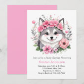 Roze Waterverf Wolf Whispers Meisje Baby shower Kaart (Voorkant / Achterkant)