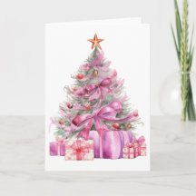  Roze Waterverf Xmas Tree