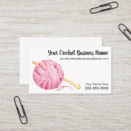 Roze Waterverf Yarn Crochet Visitekaartje