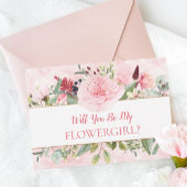 Roze Waterverf zal je mijn Bloemenmeisje zijn Kaart