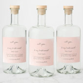 Roze Waterverf zal je mijn bruidsmeisje Gin Likeurfles Etiket (Flessen)