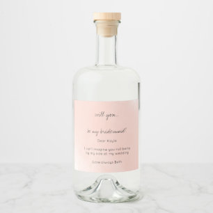 Roze Waterverf zal je mijn bruidsmeisje Gin Likeurfles Etiket