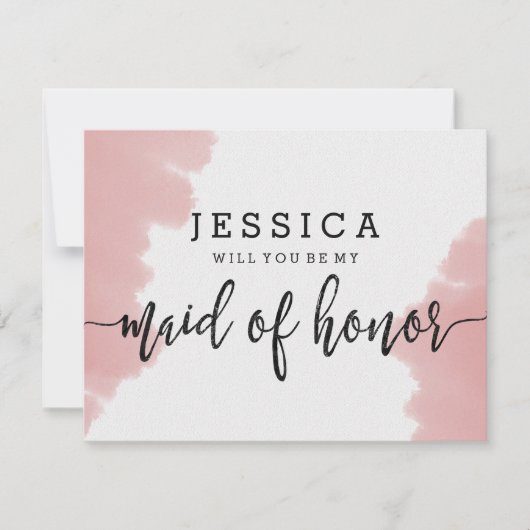 Roze Waterverf zal je mijn bruidsmeisje zijn Kaart (Voorkant)