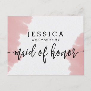 Roze Waterverf zal je mijn bruidsmeisje zijn Kaart