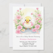 Roze Waterverf Zalig Duck Meisje Baby shower Kaart (Voorkant)