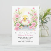 Roze Waterverf Zalig Duck Meisje Baby shower Kaart (Staand voorkant)