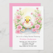 Roze Waterverf Zalig Duck Meisje Baby shower Kaart (Voorkant / Achterkant)