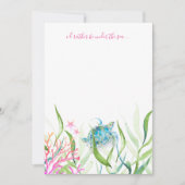 Roze Waterverf Zee Turtle Note Card Notitiekaartje (Voorkant)