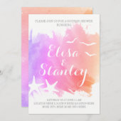 Roze waterverf, zeemuizen bruiloft douches kaart (Voorkant / Achterkant)