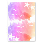 Roze waterverf zeester zomer bruiloft plaats kaart (Voorkant)