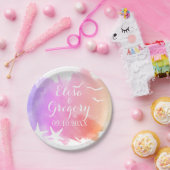 Roze waterverf, zeesterstrand bruiloft papieren bordje (Feest)